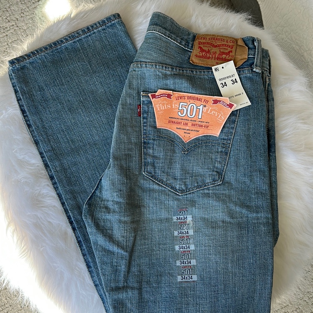 Levi 501 Straight Leg, Button Fly Jeans